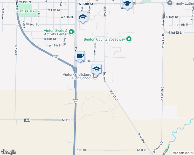 map of restaurants, bars, coffee shops, grocery stores, and more near 210 West 21st Street in Vinton
