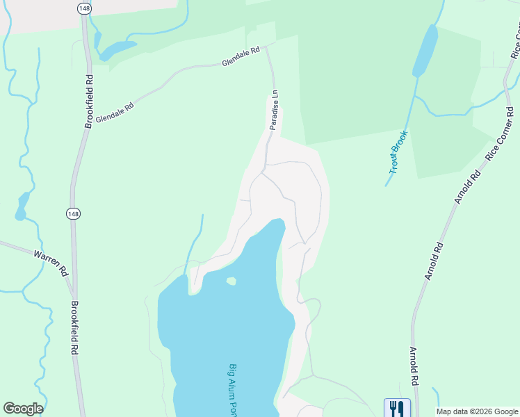 map of restaurants, bars, coffee shops, grocery stores, and more near 120 Paradise Lane in Sturbridge