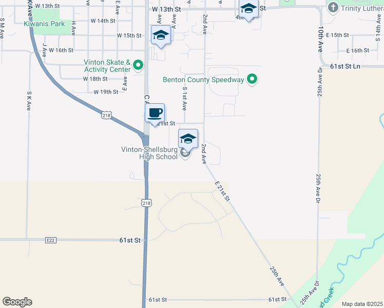 map of restaurants, bars, coffee shops, grocery stores, and more near 210 West 21st Street in Vinton