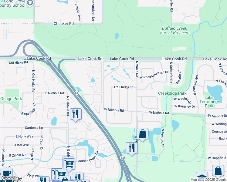 map of restaurants, bars, coffee shops, grocery stores, and more near 3967 North Galesburg Avenue in Arlington Heights