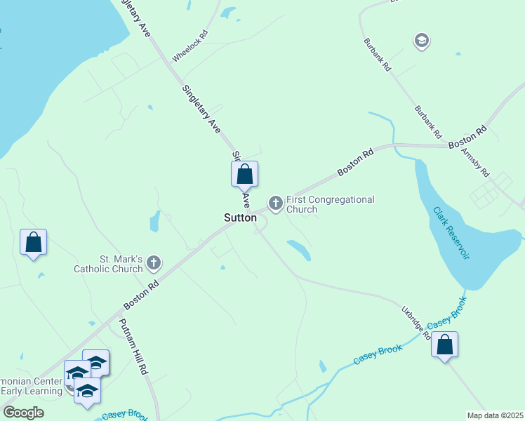 map of restaurants, bars, coffee shops, grocery stores, and more near 306 Boston Road in Sutton