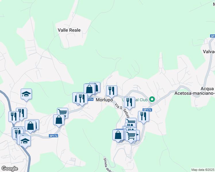 map of restaurants, bars, coffee shops, grocery stores, and more near 24/B Via del Mattatoio in Morlupo