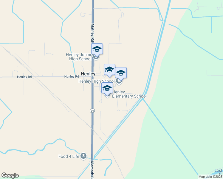 map of restaurants, bars, coffee shops, grocery stores, and more near 8245 Oregon 39 in Klamath Falls
