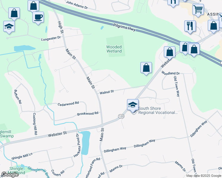 map of restaurants, bars, coffee shops, grocery stores, and more near 113 Walnut Street in Hanover