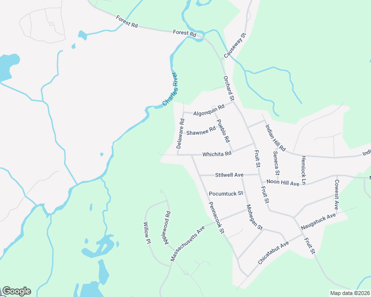 map of restaurants, bars, coffee shops, grocery stores, and more near 32 Whichita Road in Medfield