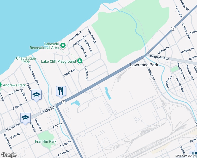 map of restaurants, bars, coffee shops, grocery stores, and more near in Lawrence Park