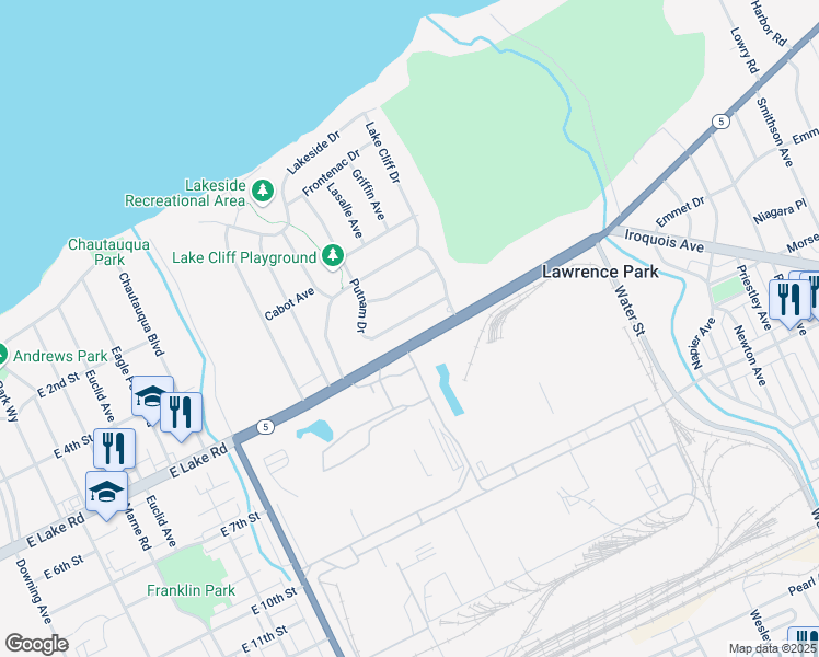map of restaurants, bars, coffee shops, grocery stores, and more near in Lawrence Park