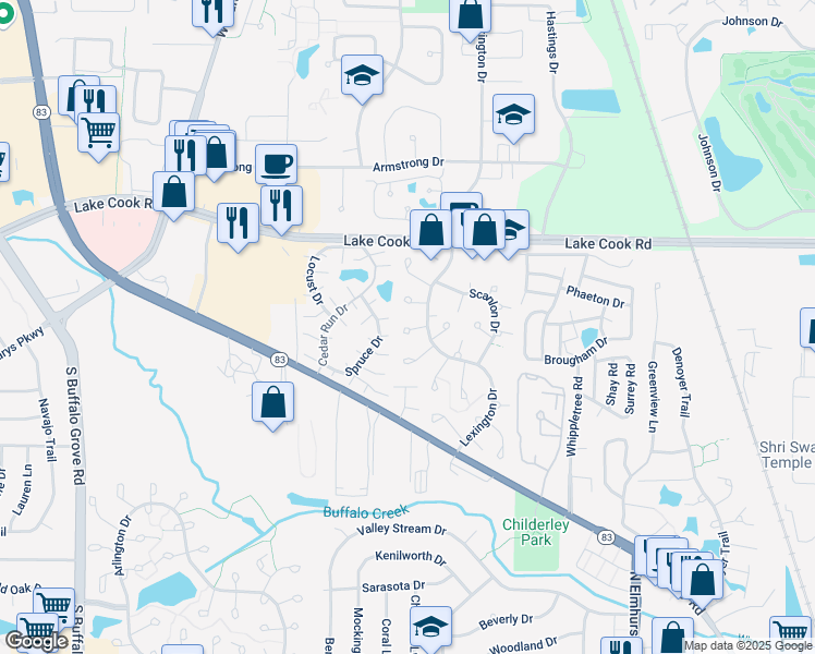 map of restaurants, bars, coffee shops, grocery stores, and more near 1152 Middlebury Lane in Wheeling