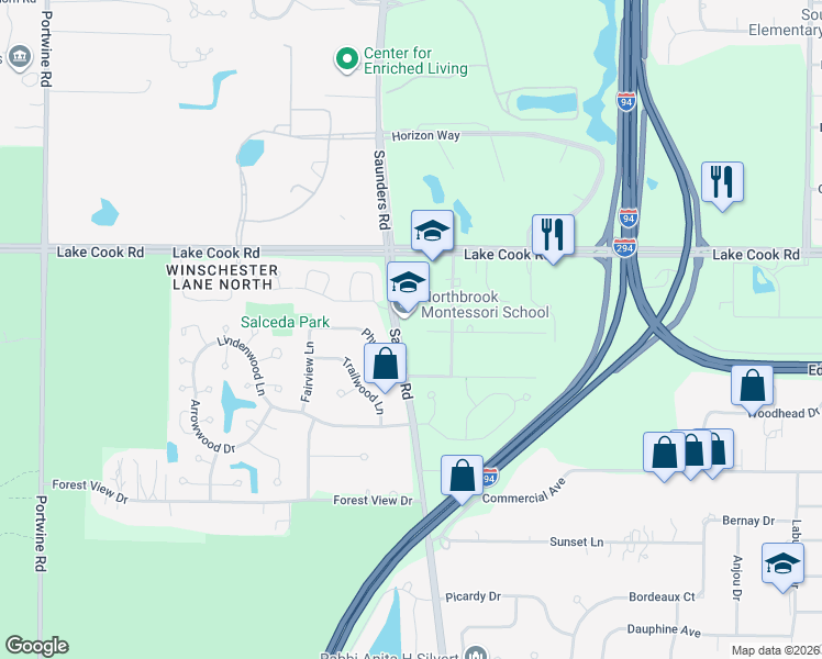 map of restaurants, bars, coffee shops, grocery stores, and more near 4304 Phyllis Drive in Northbrook