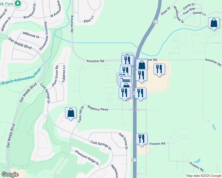 map of restaurants, bars, coffee shops, grocery stores, and more near 12400 Princeton Drive in Huntley
