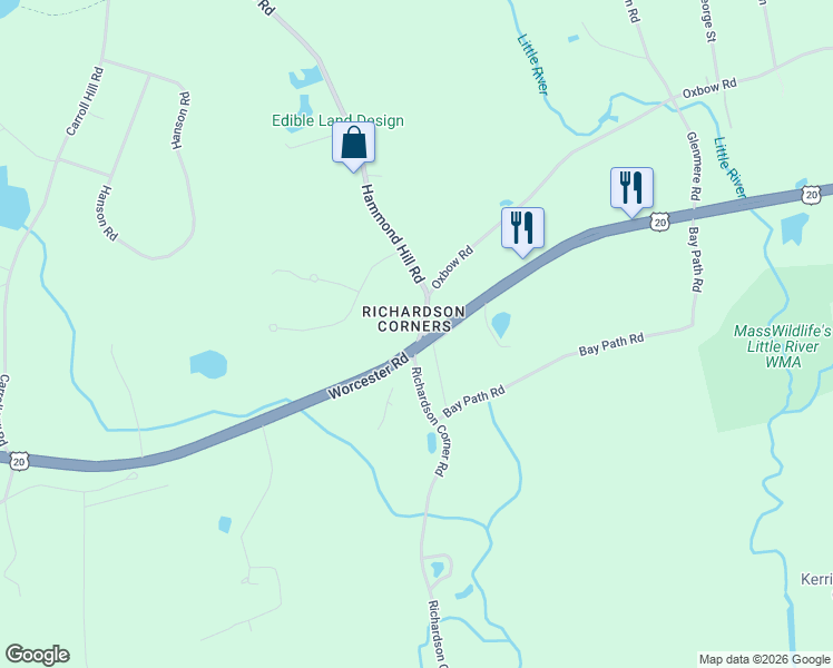 map of restaurants, bars, coffee shops, grocery stores, and more near in Charlton