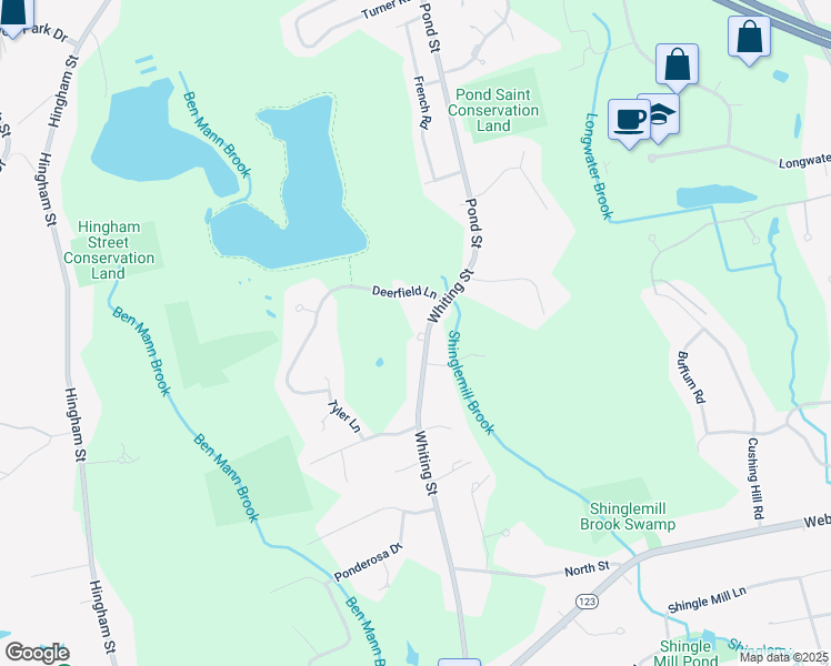 map of restaurants, bars, coffee shops, grocery stores, and more near 700 Whiting Street in Hanover