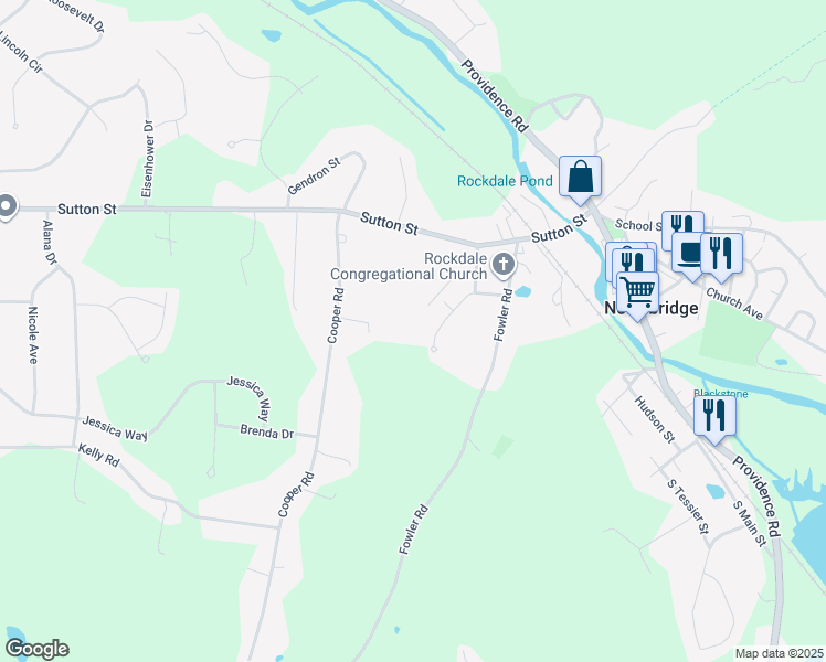 map of restaurants, bars, coffee shops, grocery stores, and more near 67 Fowler Avenue in Northbridge