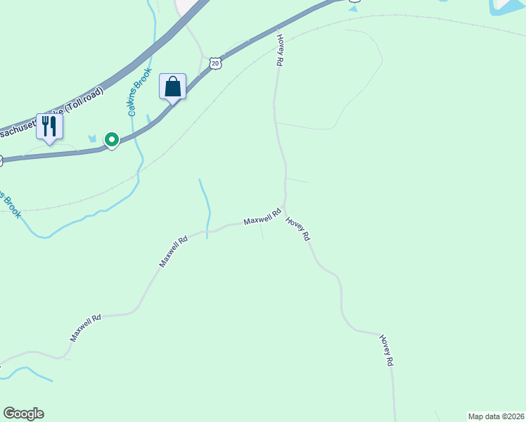 map of restaurants, bars, coffee shops, grocery stores, and more near 154 Maxwell Road in Monson