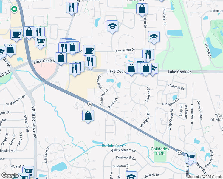 map of restaurants, bars, coffee shops, grocery stores, and more near in Wheeling