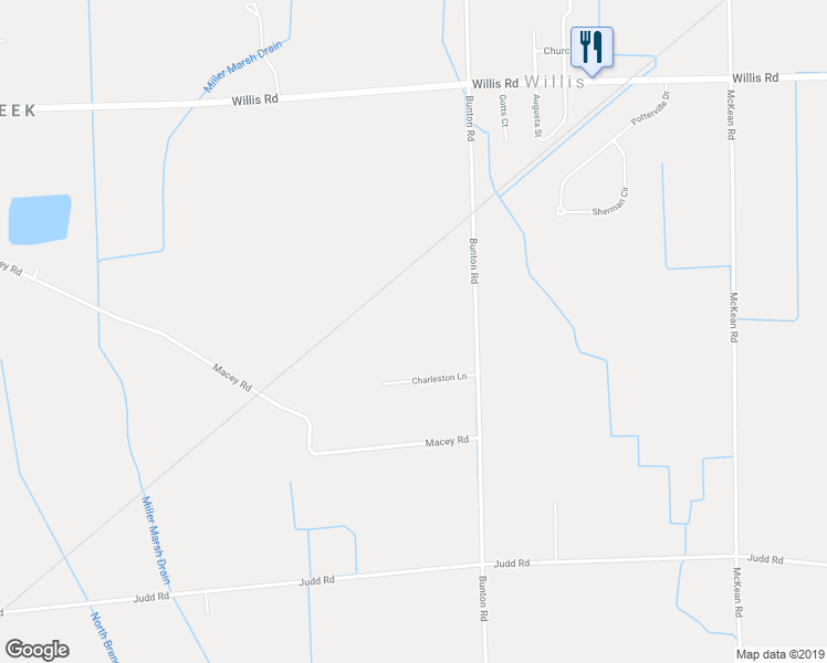 map of restaurants, bars, coffee shops, grocery stores, and more near 9470 Bunton Road in Augusta charter Township