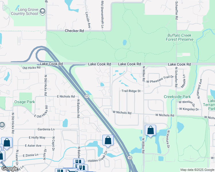 map of restaurants, bars, coffee shops, grocery stores, and more near 2234 West Nichols Road in Arlington Heights