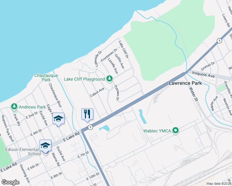 map of restaurants, bars, coffee shops, grocery stores, and more near 314 Putnam Drive in Erie