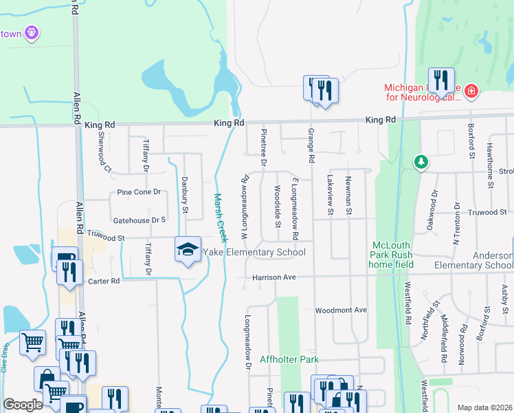 map of restaurants, bars, coffee shops, grocery stores, and more near 1834 Pinetree Drive in Trenton