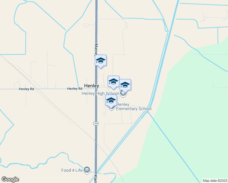 map of restaurants, bars, coffee shops, grocery stores, and more near 8205 Oregon 39 in Klamath Falls