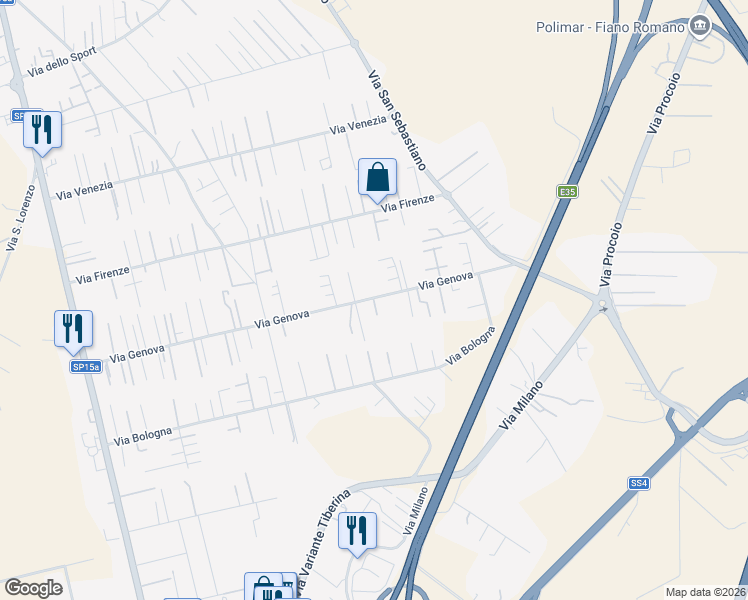 map of restaurants, bars, coffee shops, grocery stores, and more near 138 Via Genova in Città metropolitana di Roma Capitale