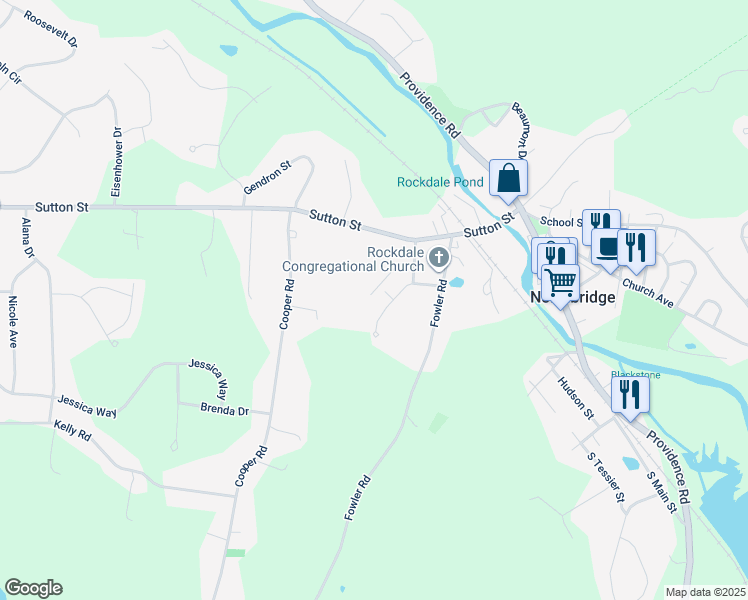 map of restaurants, bars, coffee shops, grocery stores, and more near 67 Fowler Avenue in Northbridge