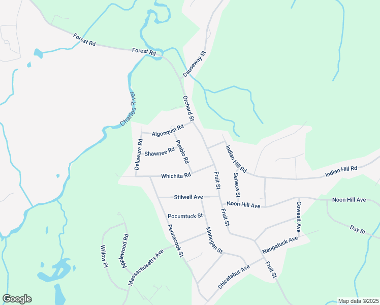 map of restaurants, bars, coffee shops, grocery stores, and more near 14 Pueblo Road in Medfield