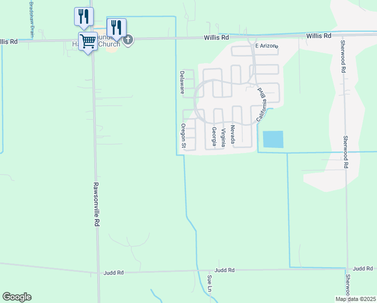 map of restaurants, bars, coffee shops, grocery stores, and more near 635-681 Oregon in Belleville