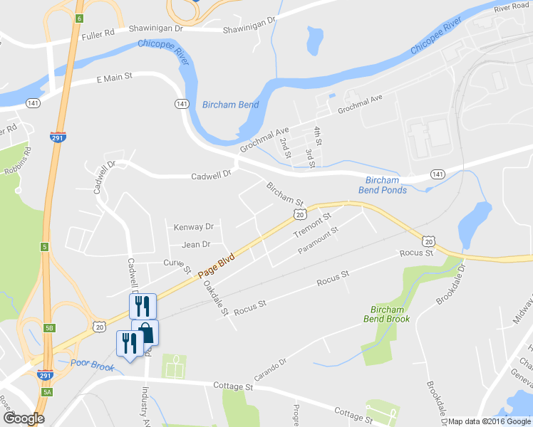 map of restaurants, bars, coffee shops, grocery stores, and more near 15 Glen Albyn Street in Springfield