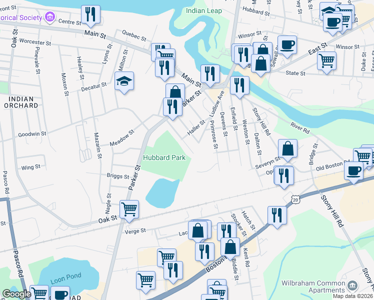 map of restaurants, bars, coffee shops, grocery stores, and more near 83 Pulaski Street in Springfield