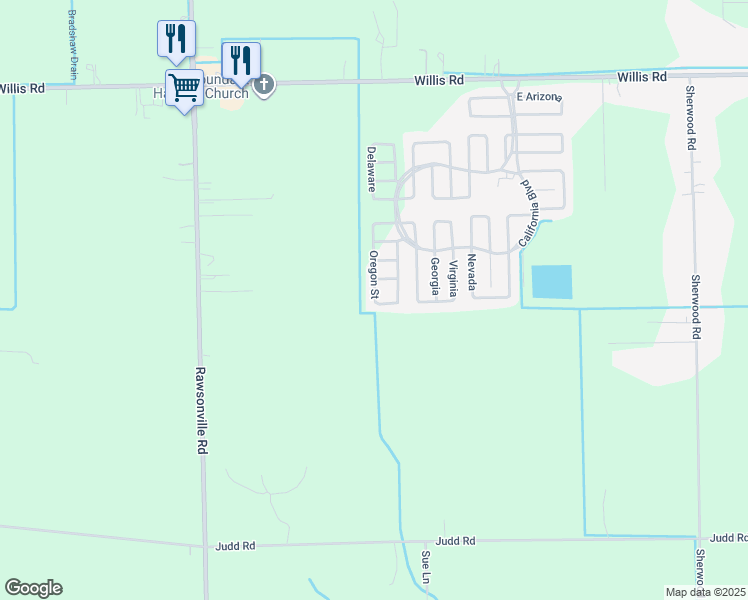 map of restaurants, bars, coffee shops, grocery stores, and more near 635-681 Oregon in Belleville