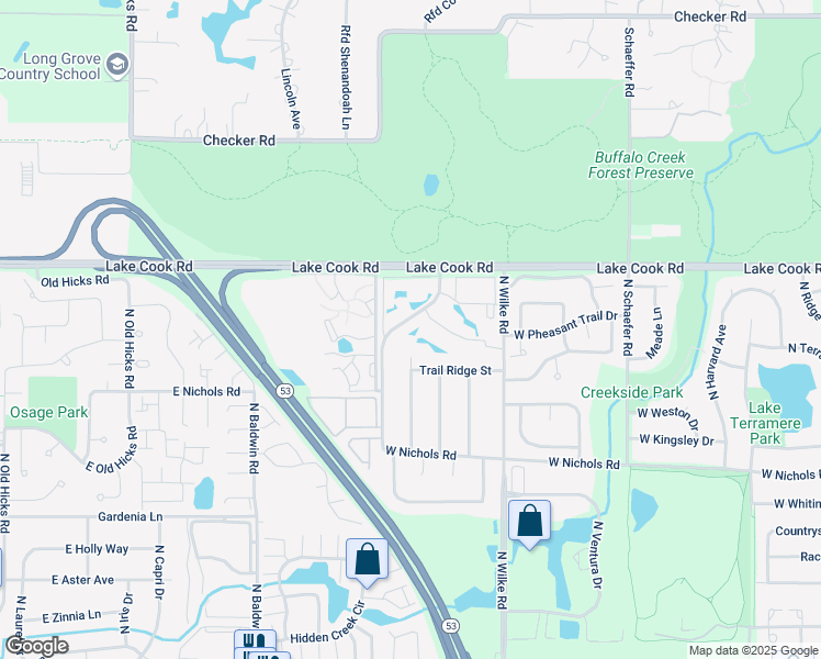 map of restaurants, bars, coffee shops, grocery stores, and more near 4159 North Bloomington Avenue in Arlington Heights