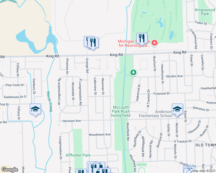 map of restaurants, bars, coffee shops, grocery stores, and more near 1845 Newman Street in Trenton