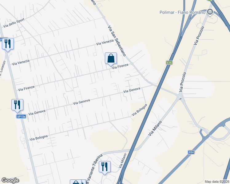 map of restaurants, bars, coffee shops, grocery stores, and more near 138 Via Genova in Città metropolitana di Roma Capitale