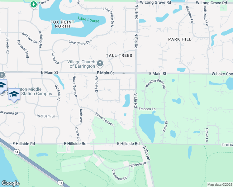 map of restaurants, bars, coffee shops, grocery stores, and more near 151 South Kings Row in Barrington