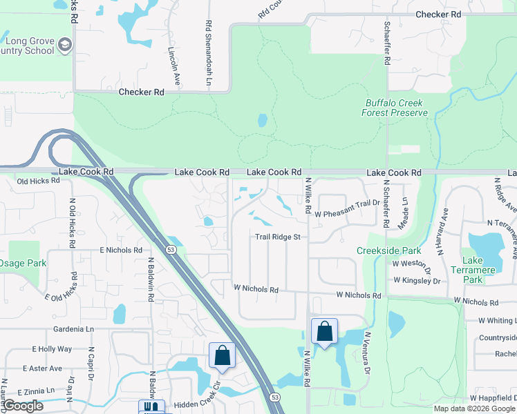 map of restaurants, bars, coffee shops, grocery stores, and more near 4159 North Bloomington Avenue in Arlington Heights