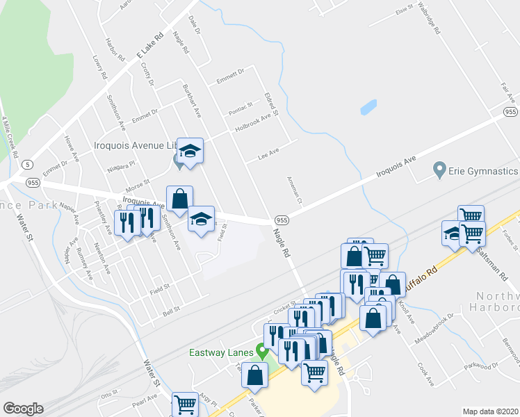 map of restaurants, bars, coffee shops, grocery stores, and more near in Lawrence Park