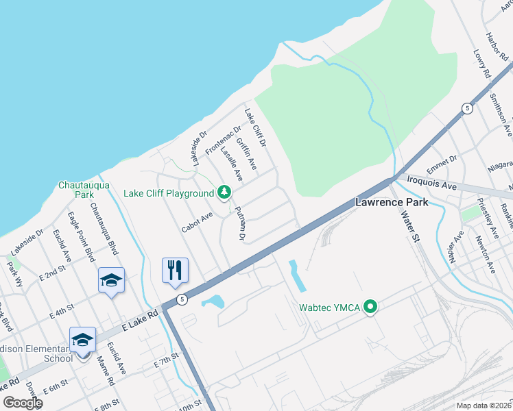 map of restaurants, bars, coffee shops, grocery stores, and more near 2631 Wolverine Ave in Erie