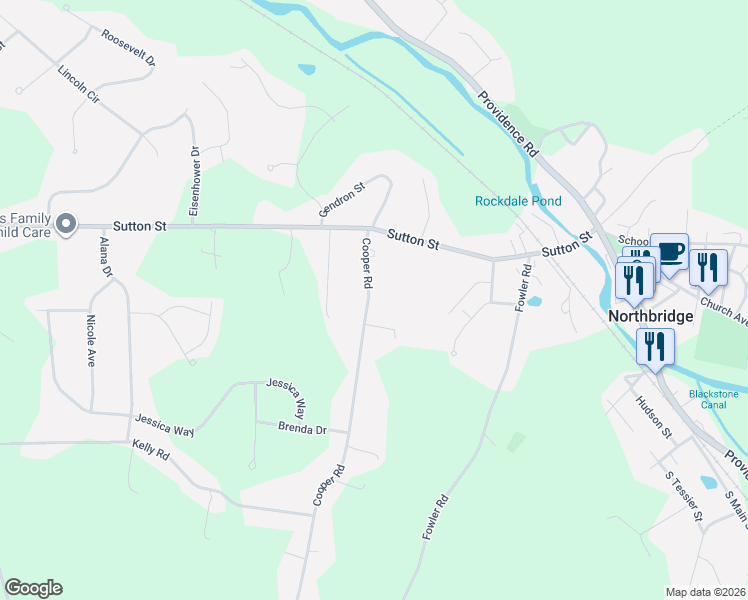 map of restaurants, bars, coffee shops, grocery stores, and more near 458 Cooper Road in Northbridge