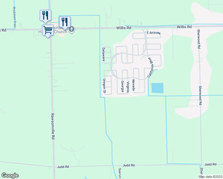 map of restaurants, bars, coffee shops, grocery stores, and more near 635-681 Oregon in Belleville