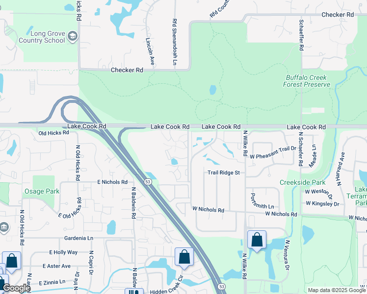 map of restaurants, bars, coffee shops, grocery stores, and more near 2264 West Nichols Road in Arlington Heights