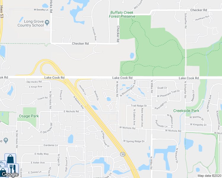 map of restaurants, bars, coffee shops, grocery stores, and more near 2256 West Nichols Road in Arlington Heights