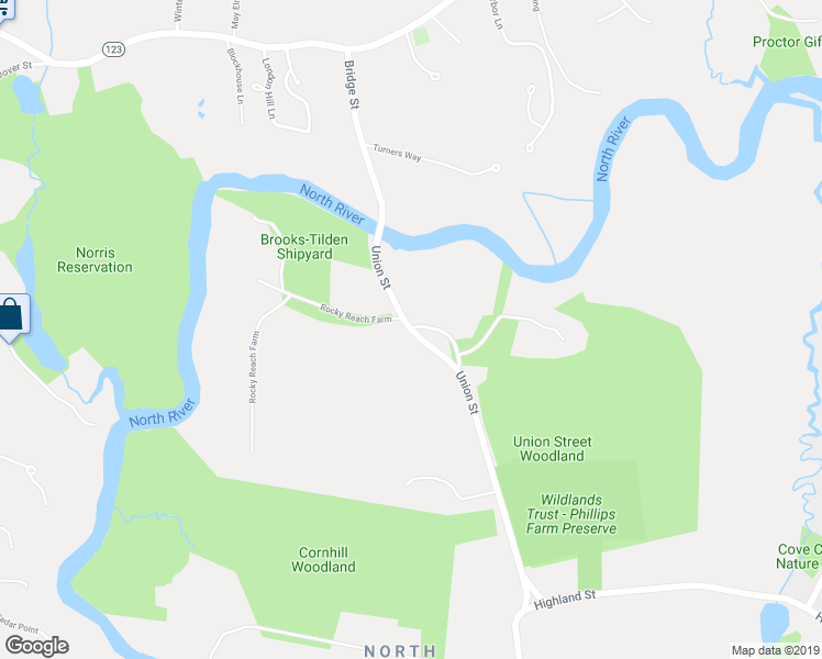 map of restaurants, bars, coffee shops, grocery stores, and more near 1309 Union Street in Marshfield