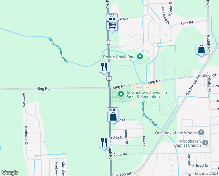 map of restaurants, bars, coffee shops, grocery stores, and more near in Wayne County