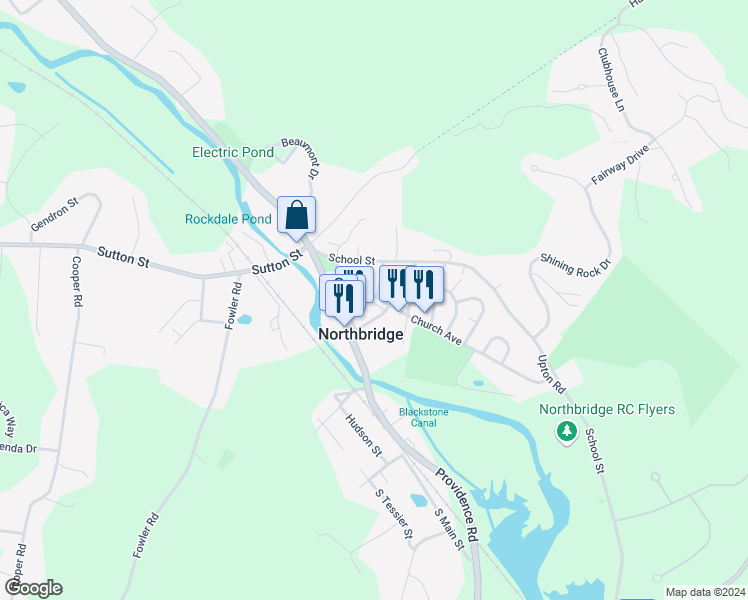 map of restaurants, bars, coffee shops, grocery stores, and more near 60 Church Avenue in Northbridge