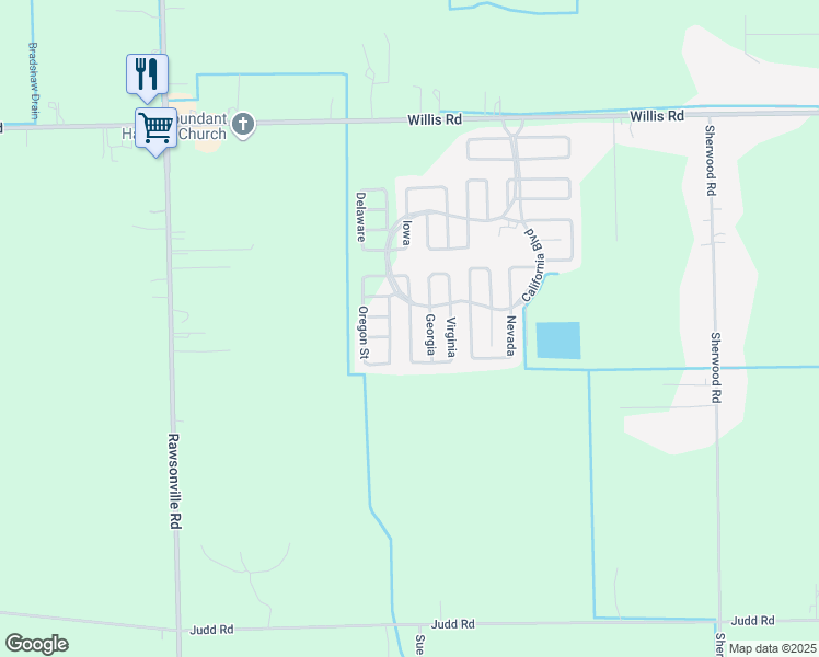 map of restaurants, bars, coffee shops, grocery stores, and more near 721 Virginia in Belleville