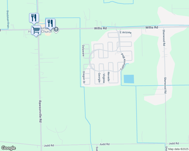 map of restaurants, bars, coffee shops, grocery stores, and more near 721 Virginia in Belleville