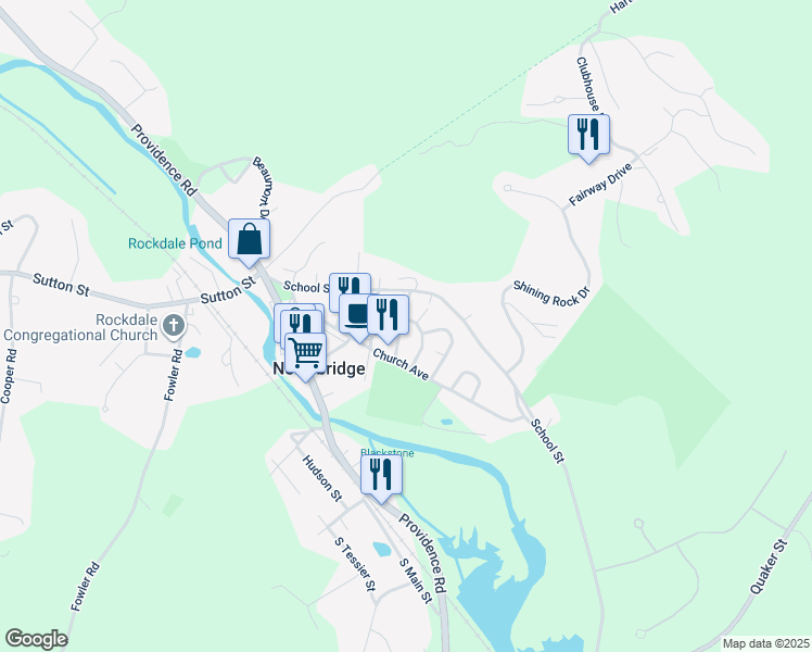 map of restaurants, bars, coffee shops, grocery stores, and more near 35 Plantation Street in Northbridge
