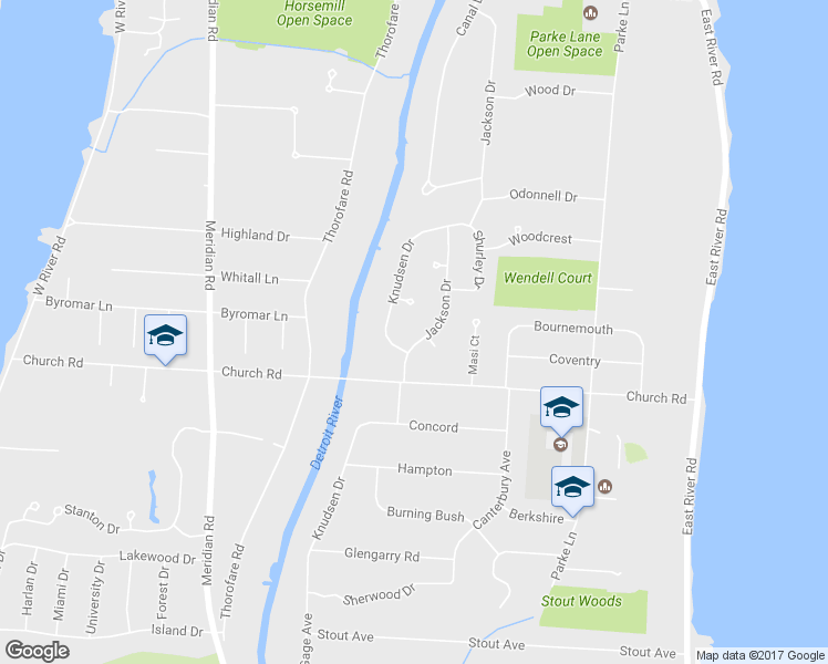 map of restaurants, bars, coffee shops, grocery stores, and more near 21450 Hcl Jackson in Grosse Ile Township