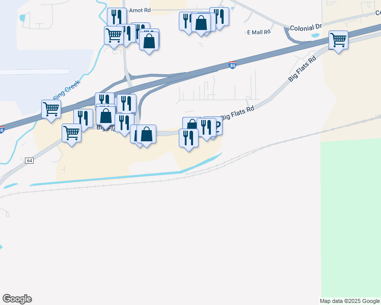 map of restaurants, bars, coffee shops, grocery stores, and more near 930 County Road 64 in Elmira